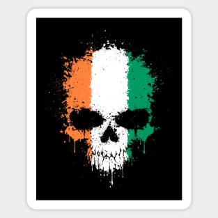 Chaotic Ivory Coast Flag Splatter Skull Sticker